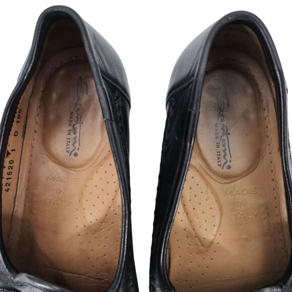Santoni Italy Relaxed Black Leather Dress Shoes Mens 10.5 Moc-toe Tassel Loafers main image 3